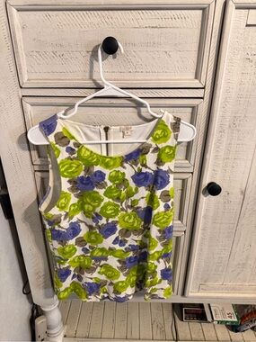 J. Crew Sleeveless Floral Top in Lime Green & Periwinkle